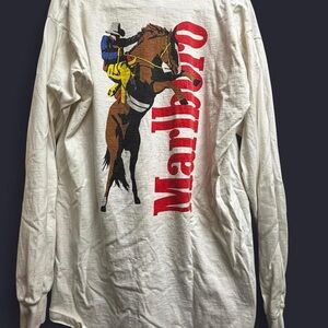 Marlboro Long Sleeve Shirt - Cream with Red and Multicolor Graphic